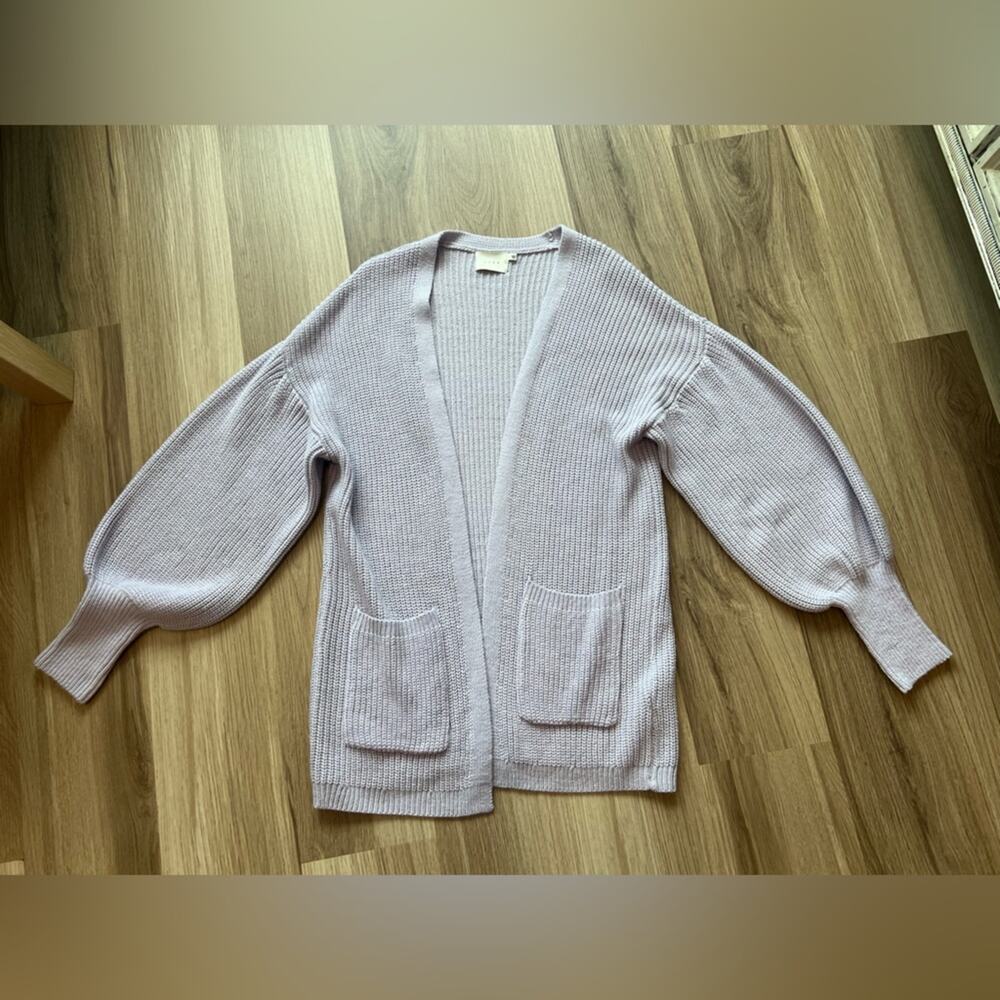 Women’s Lush Lavender/Light Purple Cardigan, Size Small Oversized Balloon Sleeve